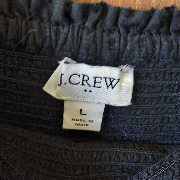 J. Crew Factory Smocked Tiered Midi Dress Black Swiss Dot BF861 Size Large - Picture 9 of 13